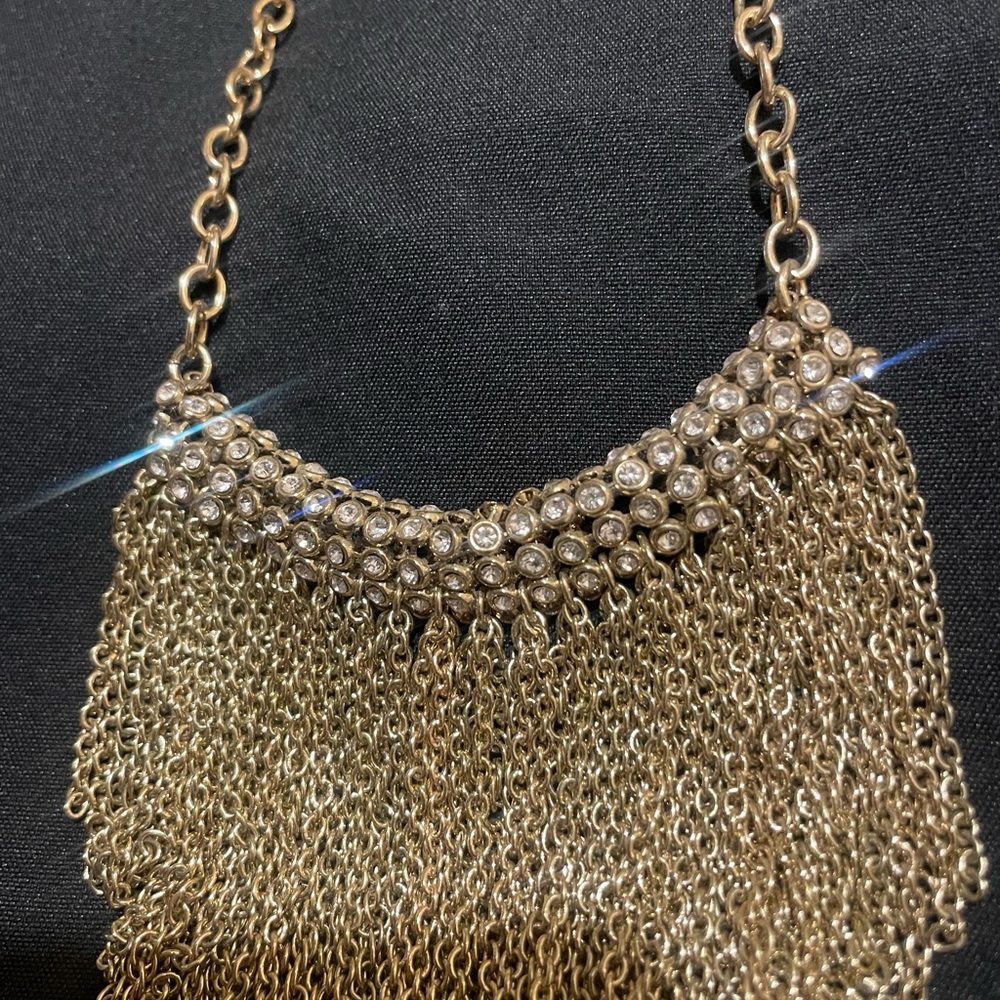 Ann Taylor Gold Chain Fringe Necklace - Picture 2 of 3
